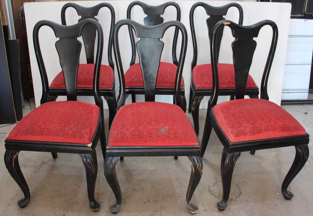 5 buc Scaun Vintage din lemn masiv; Scaun cu ornamente sculptate