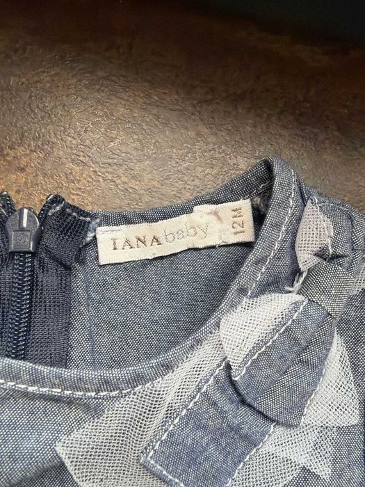 Rochie fetiță – IANA baby, denim cu dantelă, 1 an