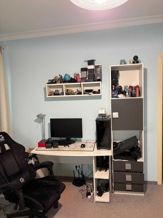 Mobila dormitor alb/gri completa