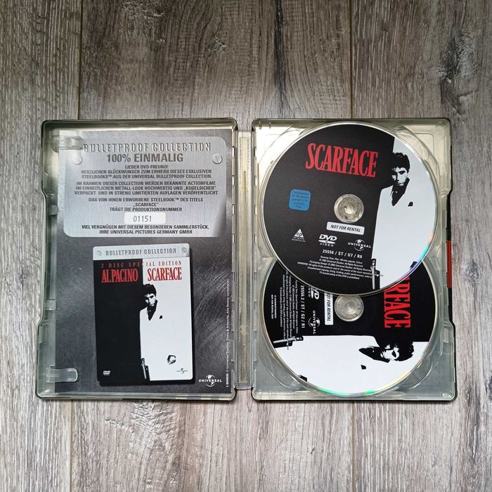 DVD Scarface bulletproof edition, collector's item, carcasa metalica