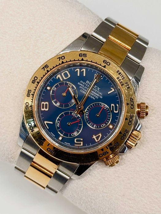 rolex daytona двуцветен син циферблат