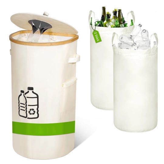 Cos reciclare, sac colector de sticle, plastic sau doze, culoare negru