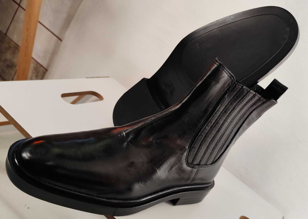 Ghete chelsea plain toe 40.5 41 ZARA NOI piele naturala moale negru