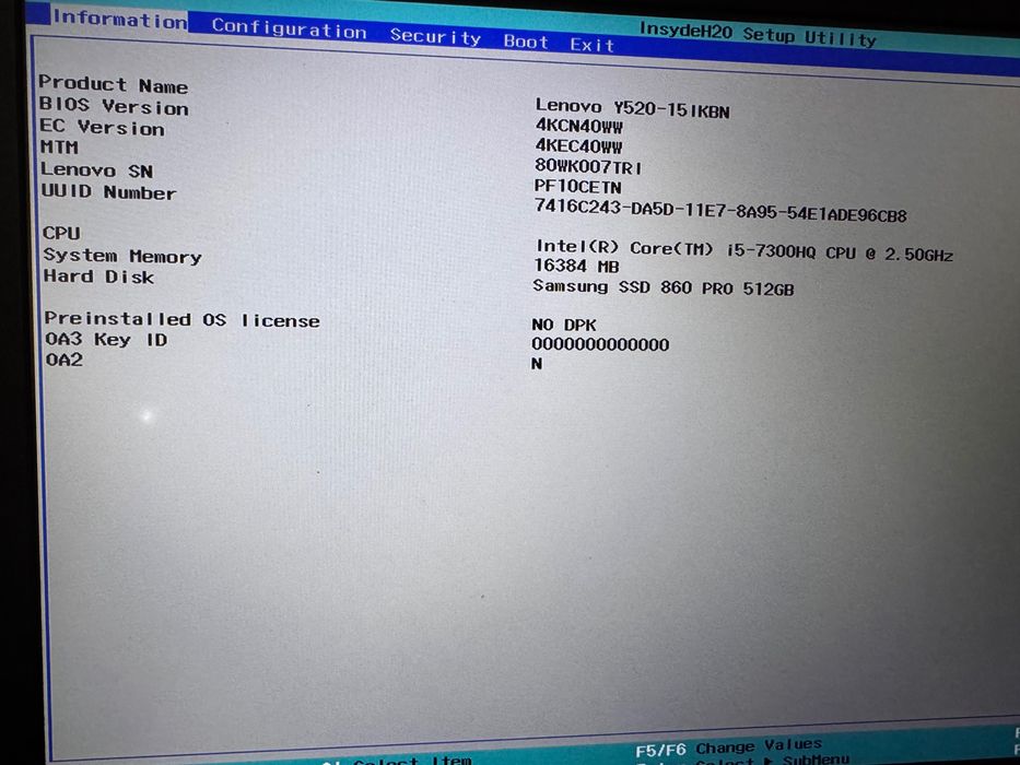 Laptop Lenovo Legion Y520-15