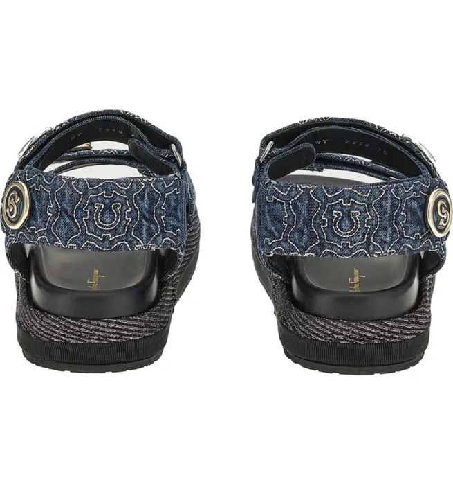 Salvatore Ferragamo Kalie сандали нови 39 деним и естествена кожа