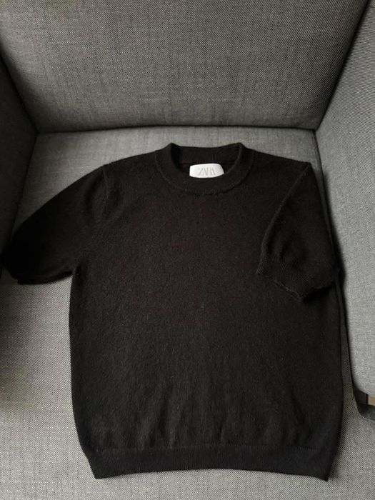 Кашмирена блуза с къс ръкав Zara