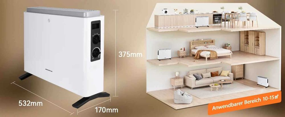 Електрически конветкор Aigostar 2000W с 3 нива на мощност и термостат