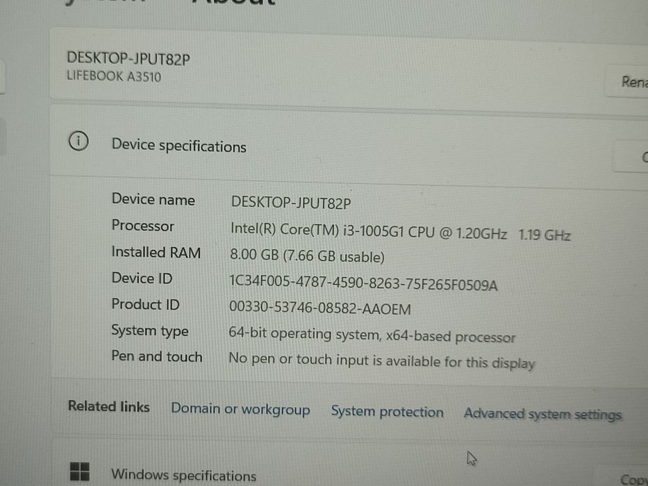 Laptop Fujitsu Siemens A3510 - i3-1005G1 Gen.10/ 8gb ddr4/ SSD/ Baterie 3h