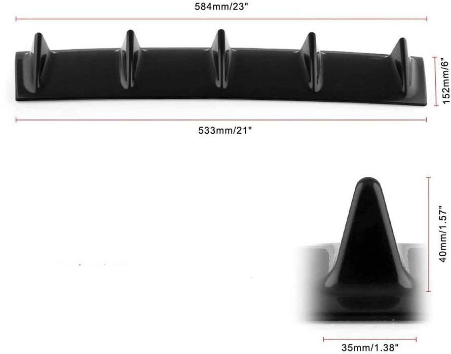 Универсален дифузьор / добавка за задна броня 58см - Черен Гланц.
