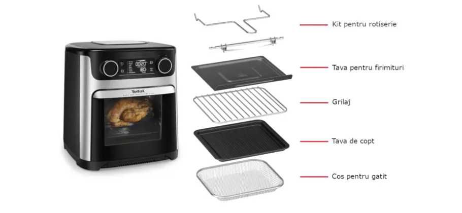 Friteuza cu aer cald TEFAL Easy Multifunction Fry FW5558E0, 15l, 1800W, negru