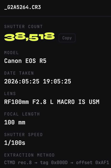 Canon R5; Canon RF 100mm f/2.8L Macro