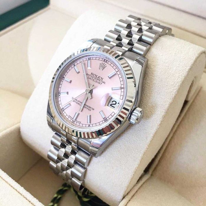 rolex datejust 31mm сребристо/розово