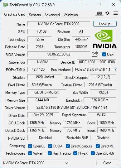 Видеокарта Palit RTX 2060 GamingPro OC 6GB GDDR6