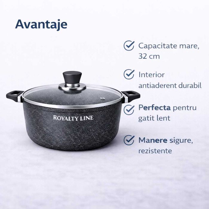 Oala din aluminiu turnat cu capac 32 cm Royalty Line