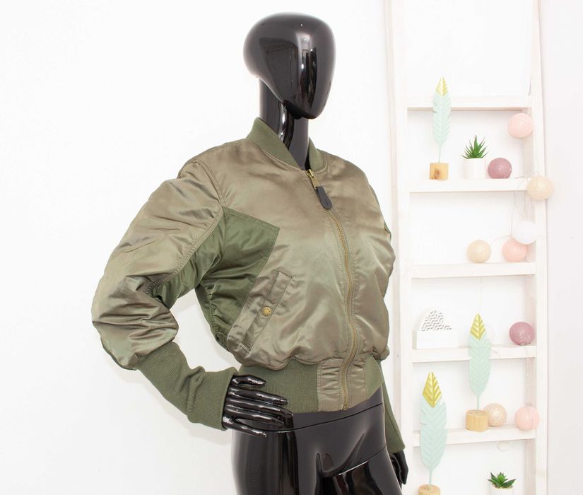 ALPHA INDUSTRIES MA-1 Cyber дамско яке бомбър зелено сатенено късо XS