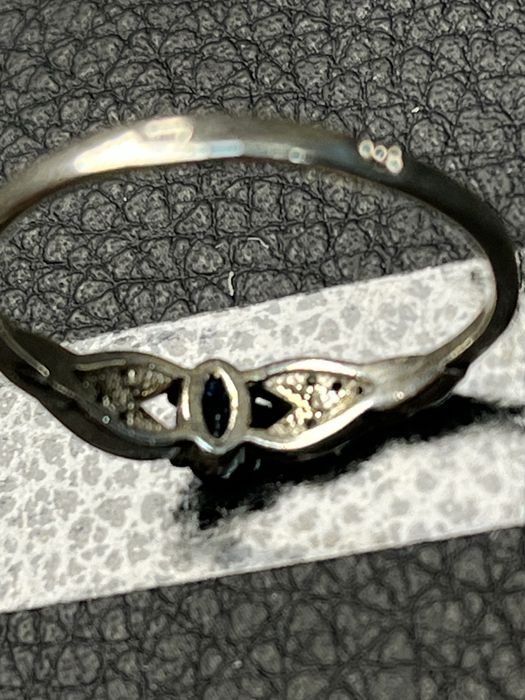 Сребърен пръстен естествен син САПФИР  камък 925 silver