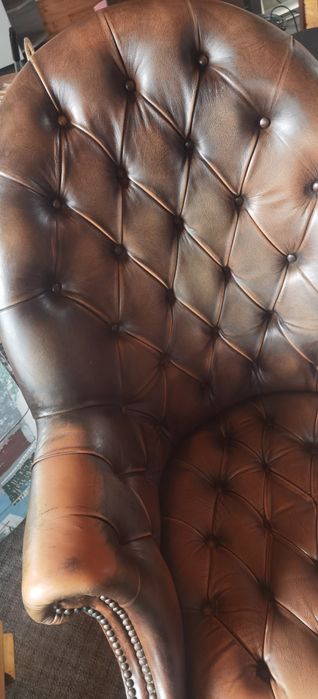 Retro Scaun de birou vintage din piele naturala sec XX