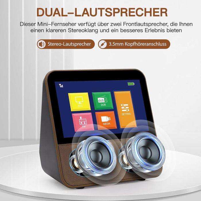 Мини преносим телевизор, 7 инча, Candy TV DVB-T2 + FM