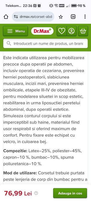 Centura postnatala, bej, mărime M