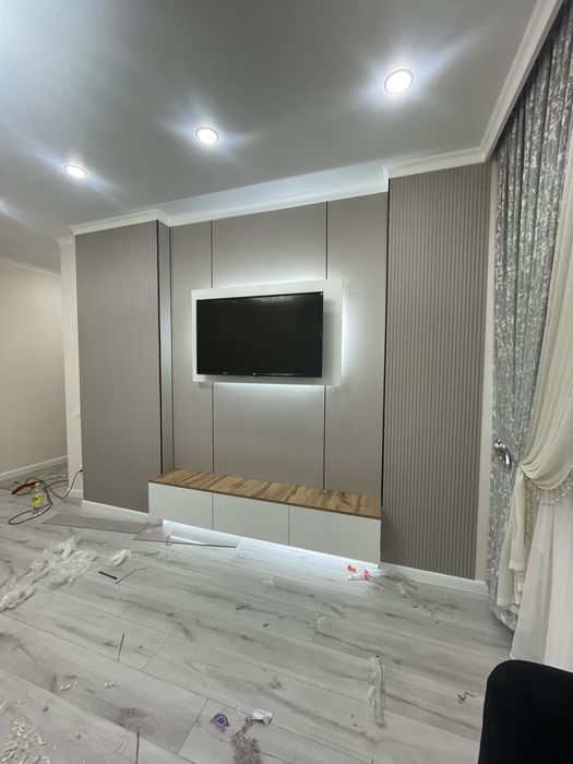 Тв зона, Установка бамбуковых панелей