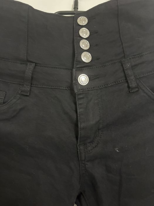 Blugi dama talie inalta skinny negri elastici marime M (EU XS)