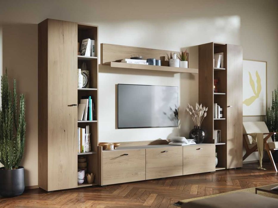 Living Silensia C5 – Mobila sufragerie aspect lemn / bej