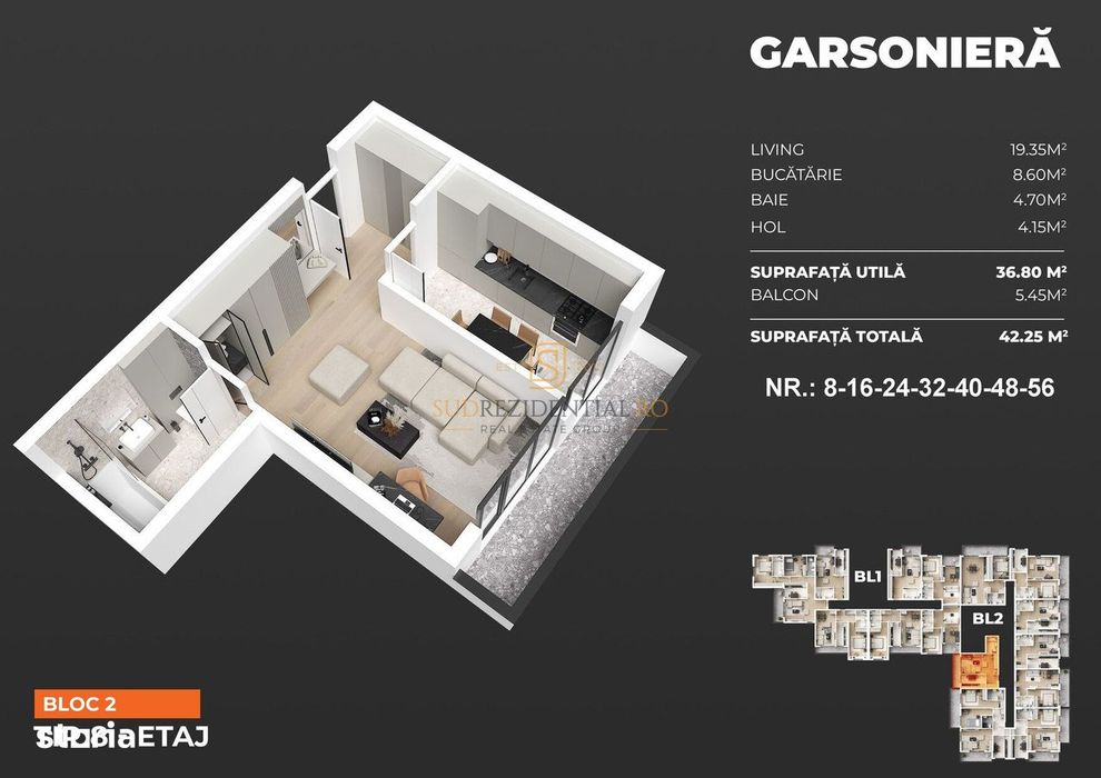 Garsoniera de vanzare, ansmablu securizat, Popesti-Leordeni
