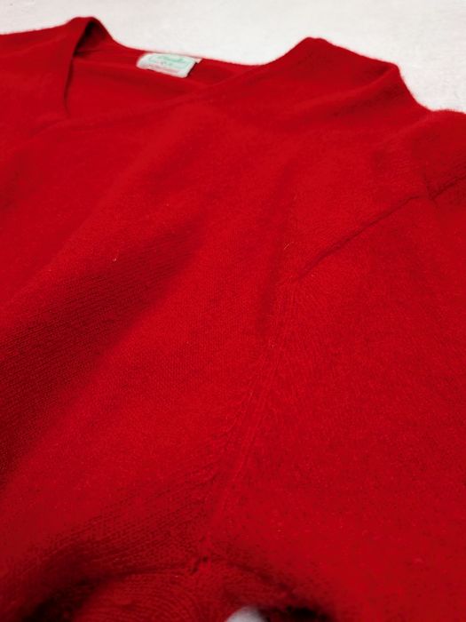 Pulover Dama  Benetton Vintage 90s  Roșu Lână Pură Iarnă Mărimea L/XL