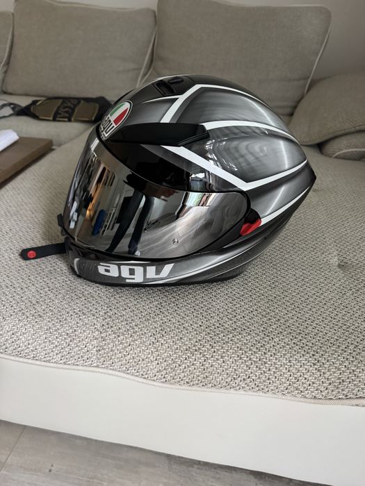 AGV K5 S full-face sport helmet in the "Tempest Black/Silver" graphic scheme