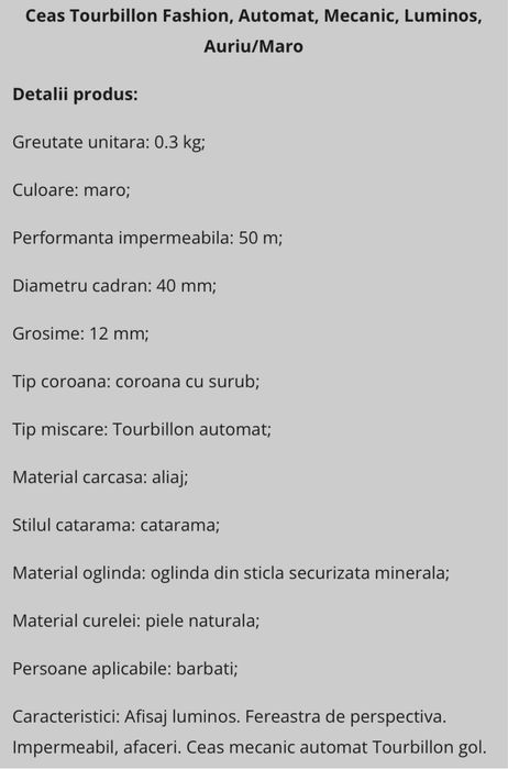 Ceas barbati tourbillon  (auriu/maro)