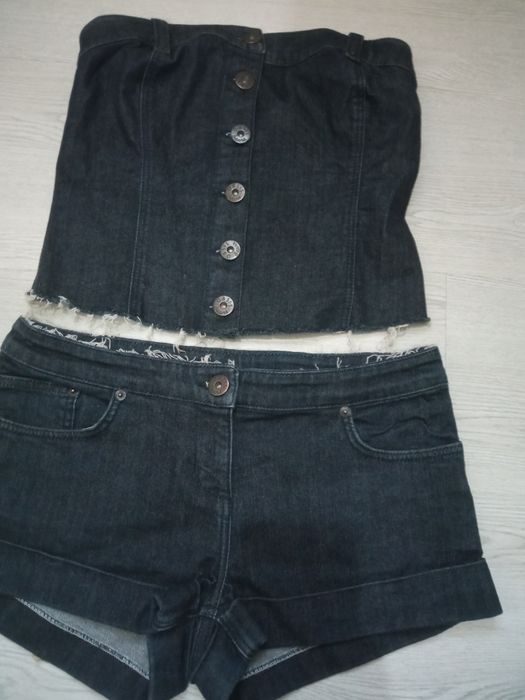 Женская Джинсовая двойка топ и шорты