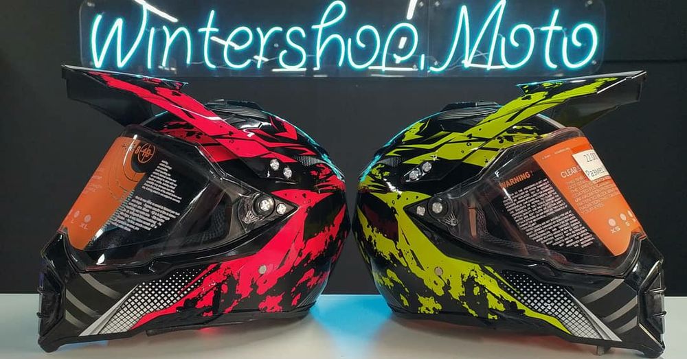 Крутые, Мотошлемы Фулфейс Кросс-Эндуро с Визором! Разные расцветки!