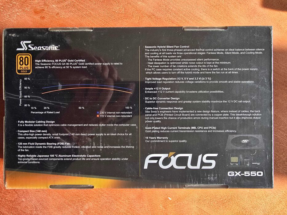 Чисто ново захранване Seasonic PSU 550W Gold, Full Modular FOCUS GX-550 SSR-550FX