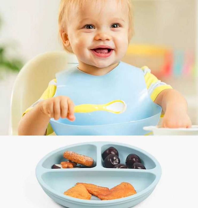 Set de diversificare copii de la +6 luni, din silicon, roz