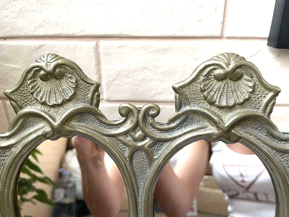 Красиво месингово двойно огледало на стойка от Англия