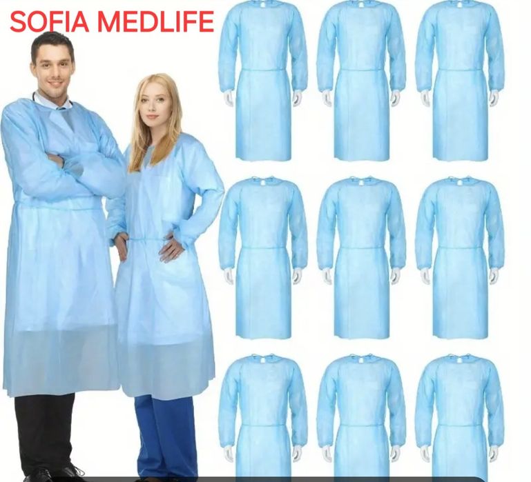 Продаются стерилный одноразовый халат. 
Материал: спандбонд