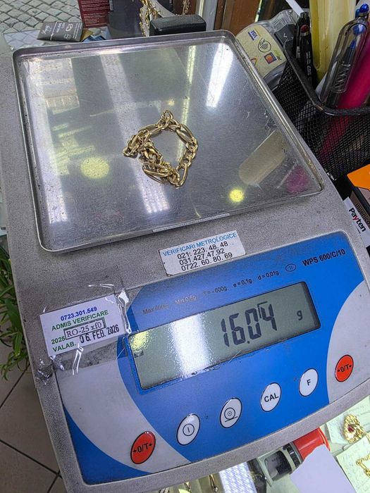 Bratara aur 16 grame / 14K / model classic Italian Figaro, SUPERBA!