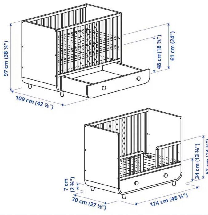 Patut copil IKEA cu sertar + saltea inclusa