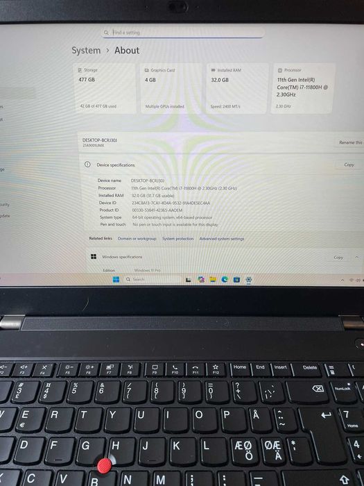 i7-11800H, 32GB DDR4, Nvidia Quadro T1200 - Lenovo ThinkPad P15v - 512GB NVMe SSD M.2, 15.6''IPS FullHD