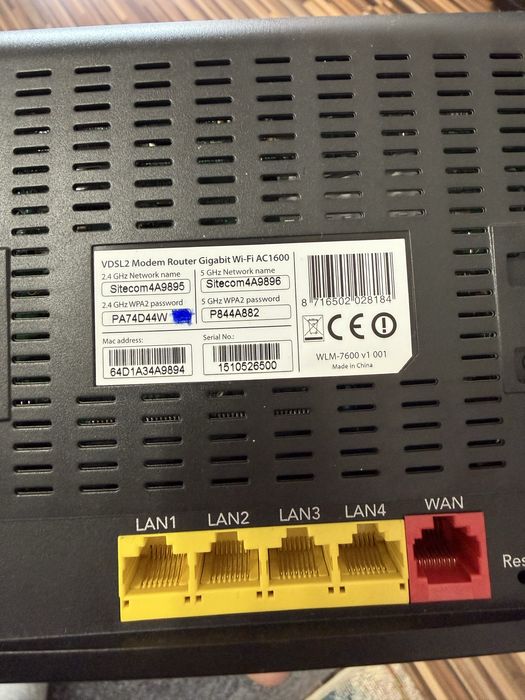 Router Wireless Sitecom WLM-7600, 1600 Mbps, VDSL, Gigabit