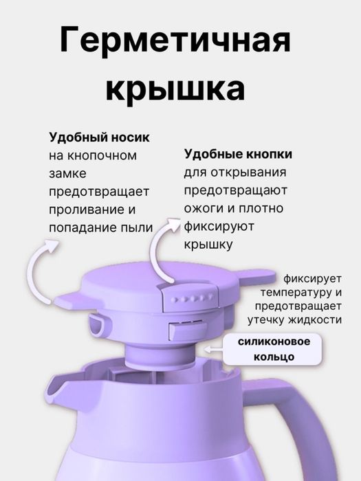 Термос-кувшин со стеклянной колбой, термо-чайник, для дома. 1,6 литра