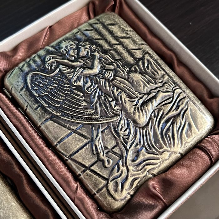 винтидж ретро табакера за цигари 85mm King Sizeх неръждаема стомана