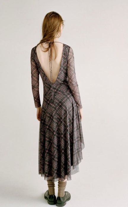 Карирана дълга рокля Zara