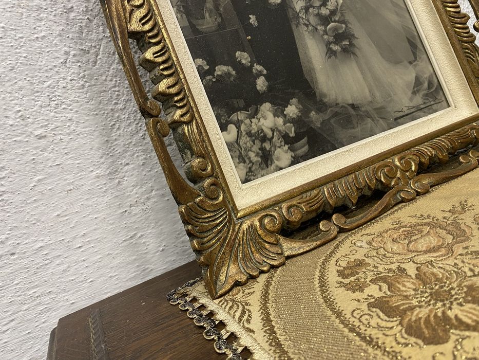 Франция барок рамка със стара сватбена фотография 1940