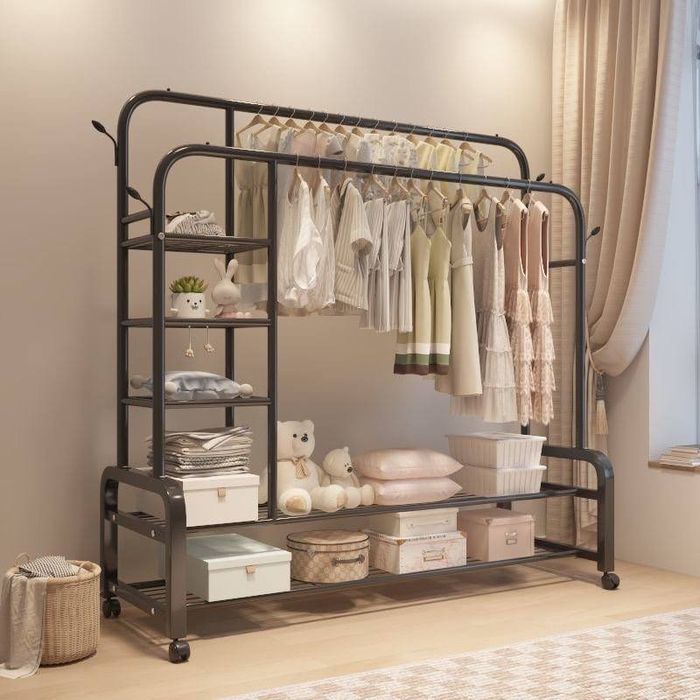 Вешалка-стеллаж для одежды (белый / чёрный)