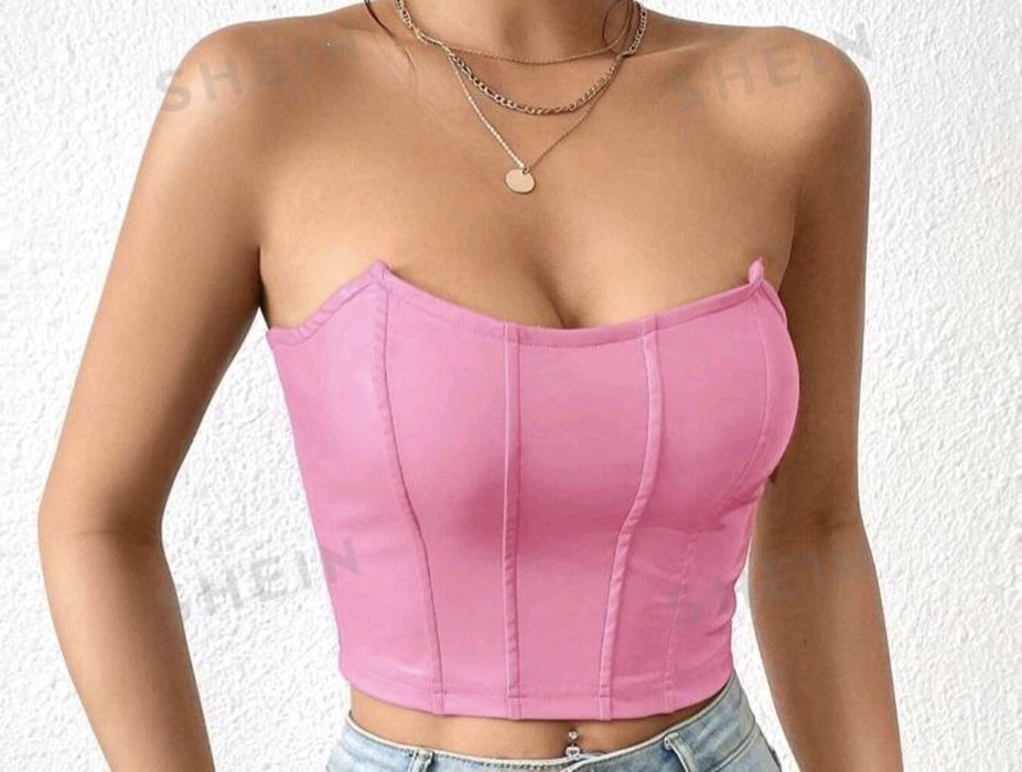 Corset roz din piele