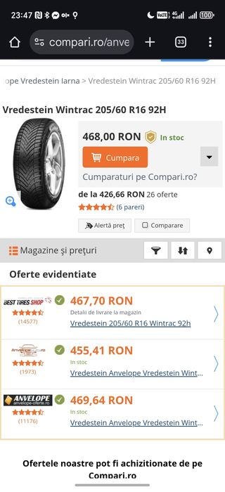 205/60R16 Vredestein 6-5mm stare foarte buna huna