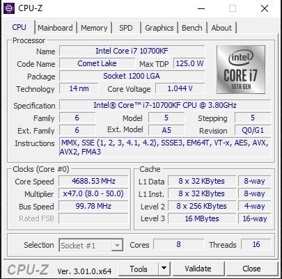 Intel Core i7 10700KF 3.80 Ghz