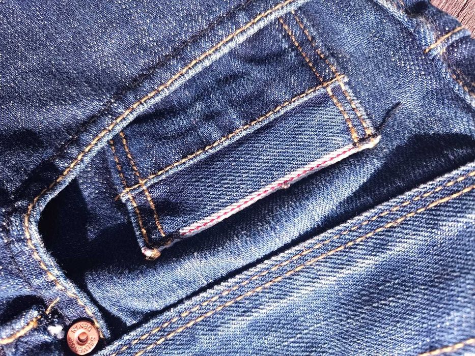 Selvedge Jeans-Blugii din denim selvedge de culoare albastră, George