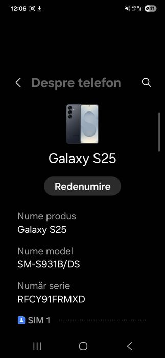 Vând schimb Samsung S25 5G, 256 GB, 12 GB RAM, 100% baterie, impecabil